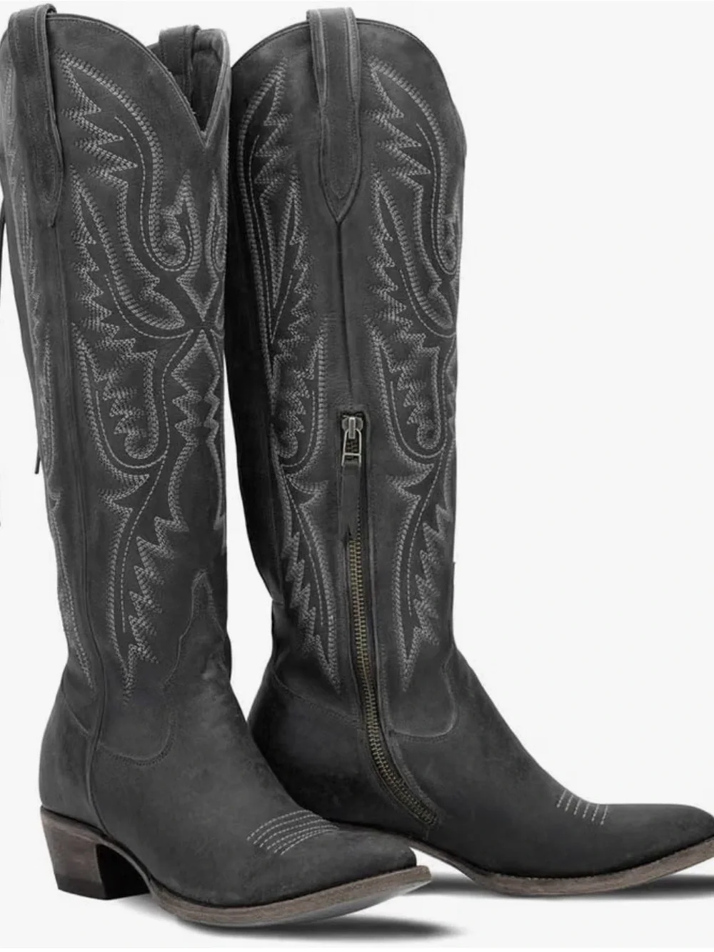 Women’s MissHeel Over the Knee Faux Leather Cowgirl Boots (Adjustable Wide Calf)